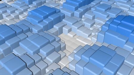 3d square blocks floating on wave shape background