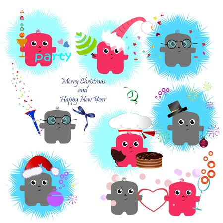 set of round stickers with a picture of a sheep. vector graphicsのイラスト素材