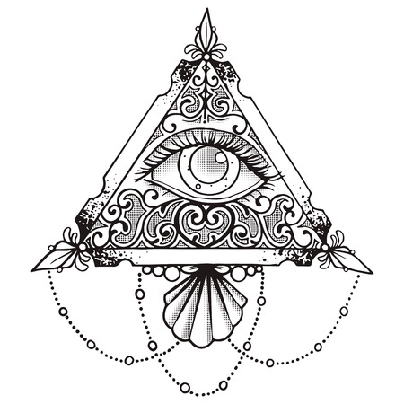 Eye Pyramid Black Esoteric Design Illustration Blackのイラスト素材
