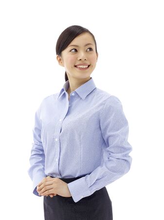 business woman smiling - isolated over a white backgroundの写真素材