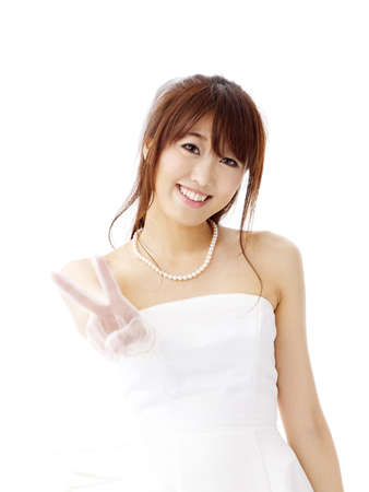 bride in beauty white dressの写真素材