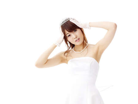 bride in beauty white dressの写真素材