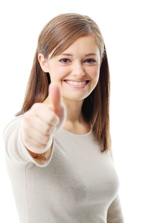 Young woman showing a thumbs upの写真素材