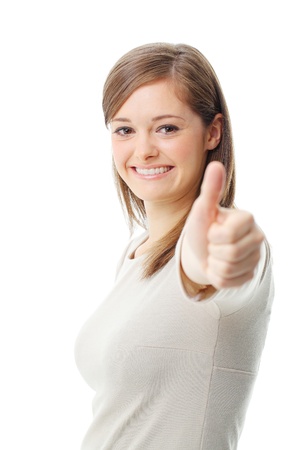 Young woman showing a thumbs upの写真素材