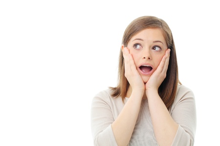 An unsuspecting woman is stunned  Frightened and helpless の写真素材