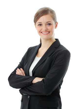 Closeup portrait of cute young business woman smilingの写真素材
