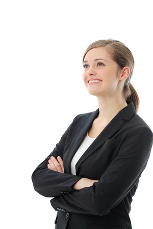 Closeup portrait of cute young business woman smilingの写真素材