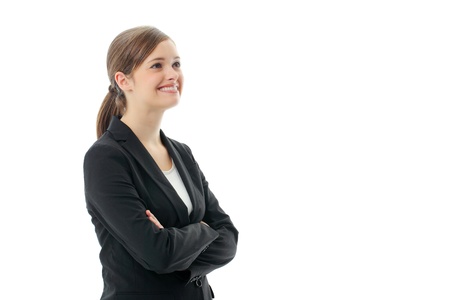 Closeup portrait of cute young business woman smilingの写真素材