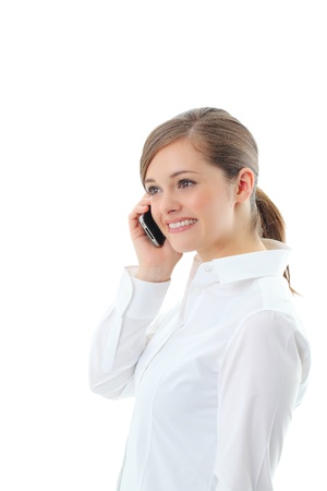 Young business woman, isolated over white backgroundの写真素材