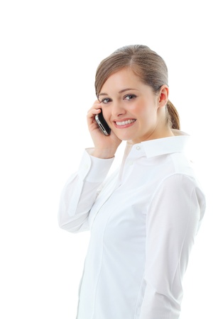 Young business woman, isolated over white backgroundの写真素材