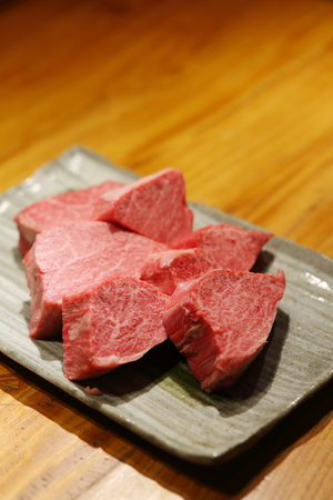 Raw sliced steakの写真素材