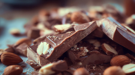 Chocolate with nuts. Selective focus. Shallow depth of fieldの素材