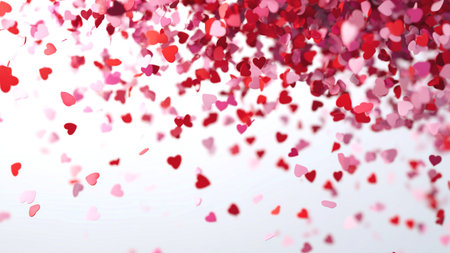 Valentine's day background with red hearts and bokehの素材