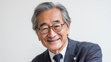 Portrait of happy senior asian man wearing eyeglasses.の素材