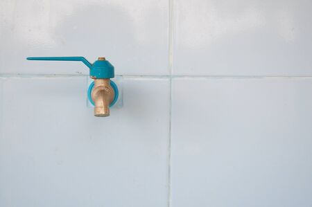 faucet on the wallの写真素材