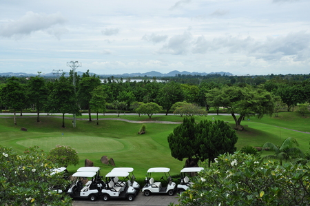 Golf Course and Cartsの写真素材