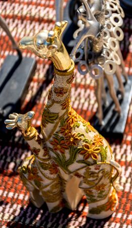 Unique antique items available on a flea market in Portugalの写真素材