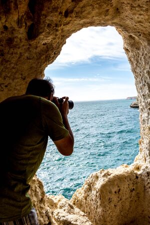 Organic Window with Ocean and sky viewの写真素材