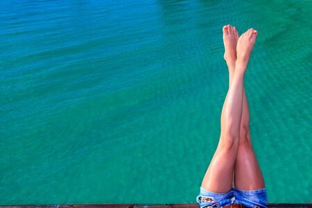 Escape the Dreamscape with beauty girl on Maldivesの写真素材