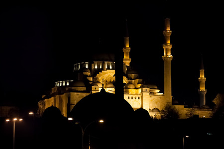 Mosque in the night in istanbul Turkeyの写真素材