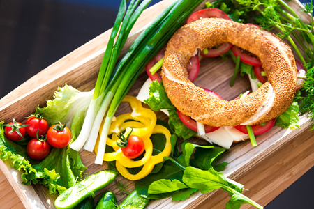 Breakfast with the sesame ringの写真素材