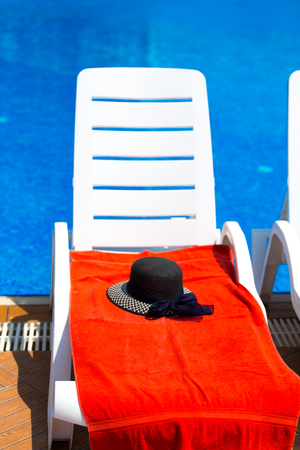 Sun chairs at the poolの写真素材