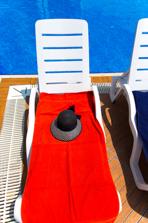 Sun chairs at the poolの写真素材