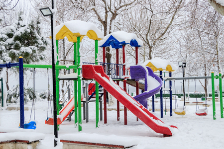 Playground in Winterの写真素材