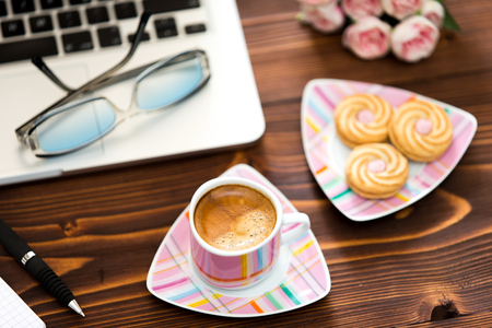 Coffee and Laptopの写真素材