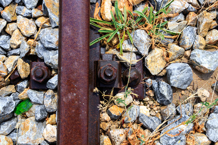 Trackbed with ballast stonesの写真素材