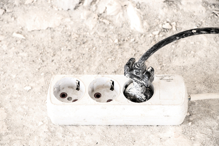 Power strip on the construction siteの写真素材