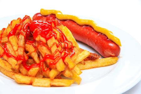 German Bratwurst With Friesの写真素材