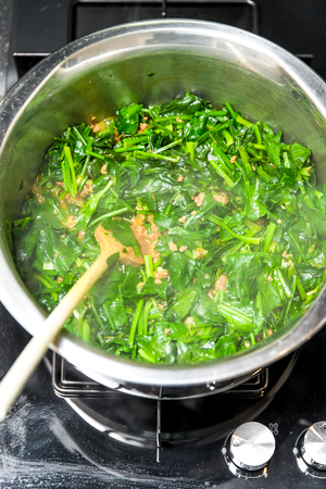 Spinach, The legend of the high iron contentの写真素材