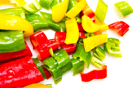 Red and green peppersの写真素材