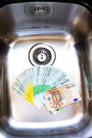 Money in the sinkの写真素材