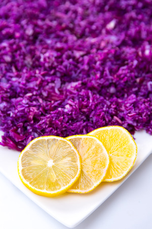 Red cabbage gratedの写真素材