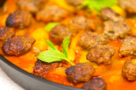 Meatballs and potatoesの写真素材