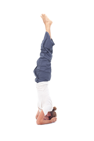 Man is making yogaの写真素材