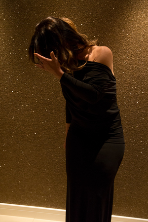 A woman alone in the apartmentの写真素材