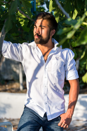 man in the parkの写真素材