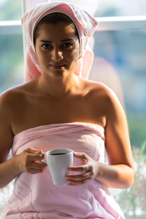 Woman in towelの写真素材