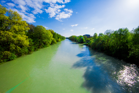 Isar river in Munich Germanyの写真素材