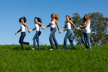 Happy healthy girlsの写真素材