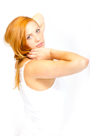 Beautiful woman in studioの写真素材