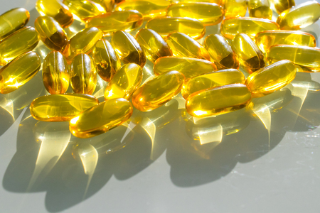 Omega-3 fish oil capsulesの写真素材