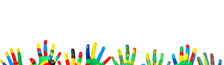 Many coloured children handsの写真素材