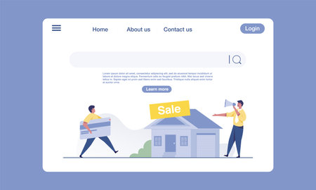 Real estate agency landing page template design concept.のイラスト素材