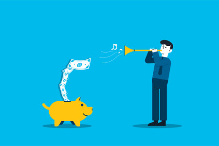 Money charmer. Investment profit growth, monetary policy to control economic, market domination or manipulation concept.のイラスト素材