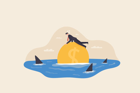 Risk taker, challenge to success, overcome difficulty or problem in crisis or entrepreneurship.のイラスト素材