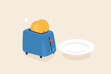 Make money concept. Using money to create new opportunities.  Burnt money on Toaster.